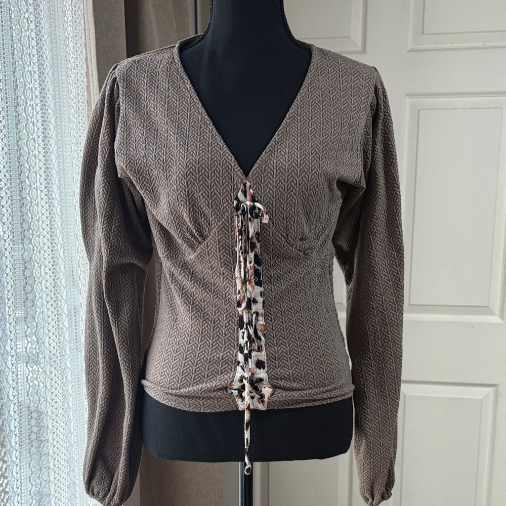 Gimmicks Brown V-Neck Women's Top